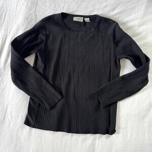 Vintage 90s Black Silk Blend Ribbed Knit Top